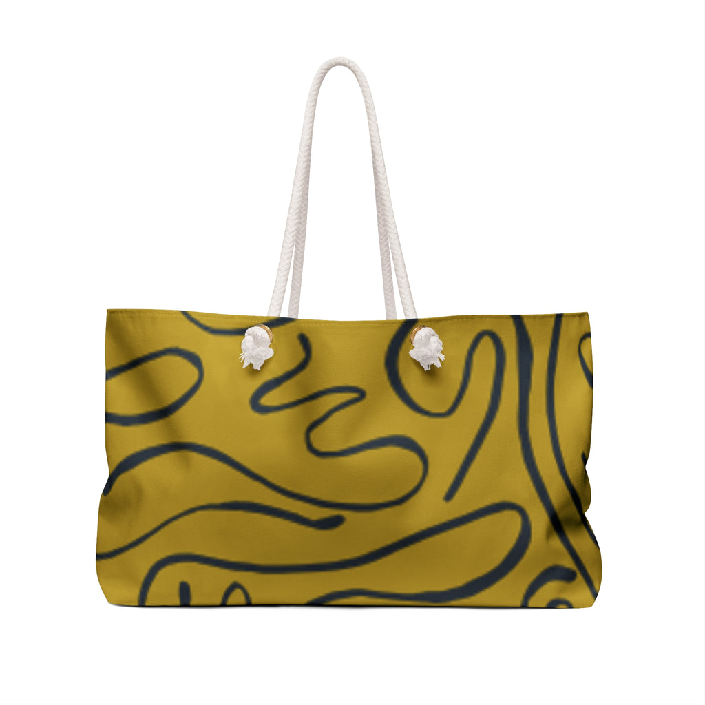 Artistic Yellow Weekender Bag - Stylish Travel Tote with Abstract Design