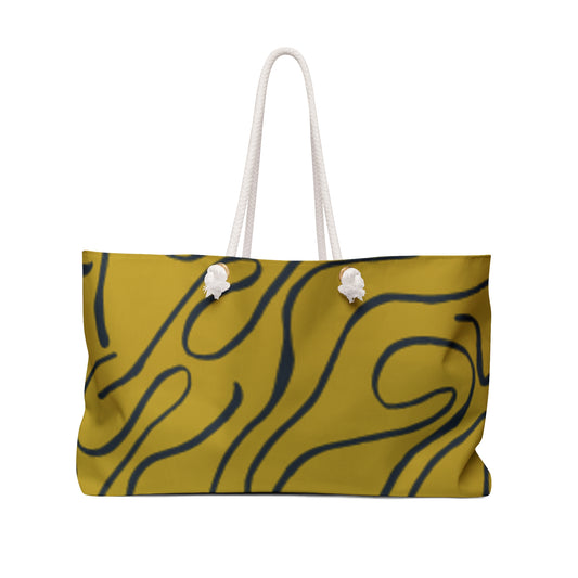 Artistic Yellow Weekender Bag - Stylish Travel Tote with Abstract Design