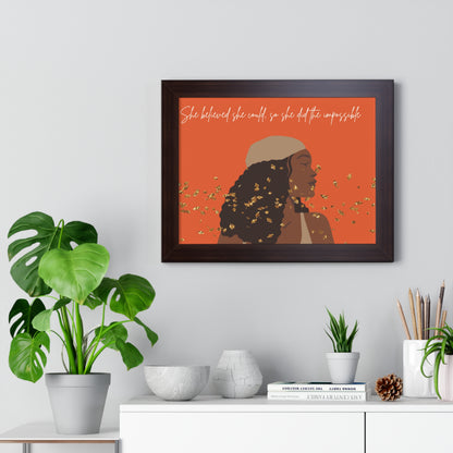 Empowering Inspirational Framed Poster - "She Believed She Could" - Perfect for Home Decor