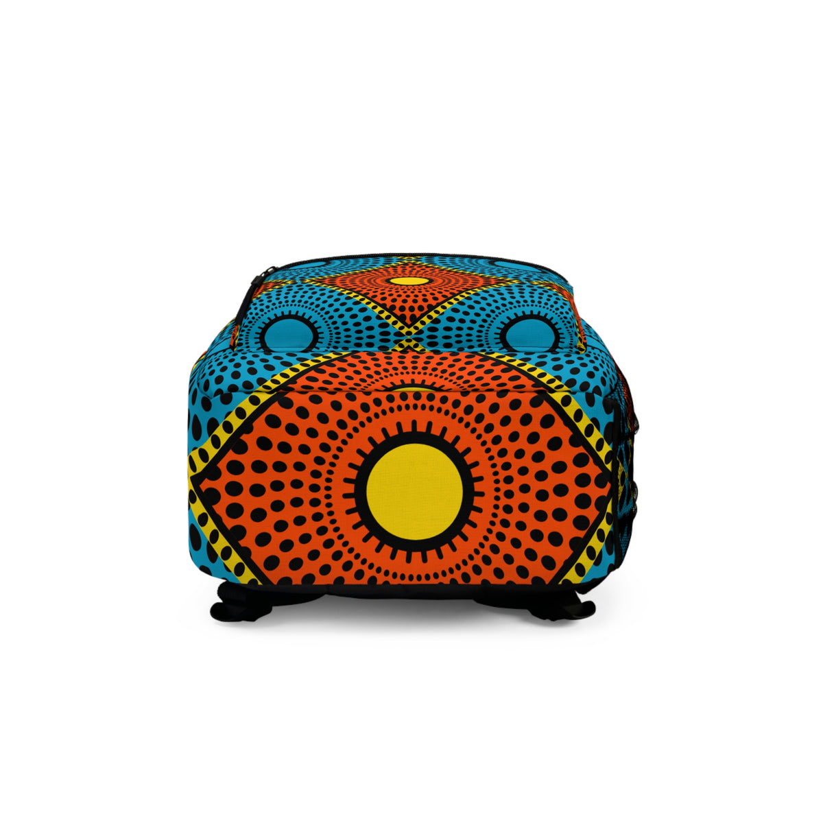 Vibrant Afro Dot Pattern Backpack — Colorful Geometric School & Travel Bag