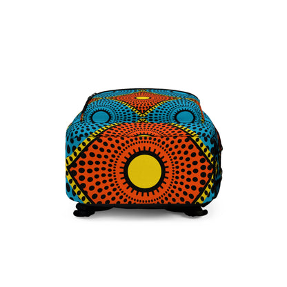 Vibrant Afro Dot Pattern Backpack — Colorful Geometric School & Travel Bag