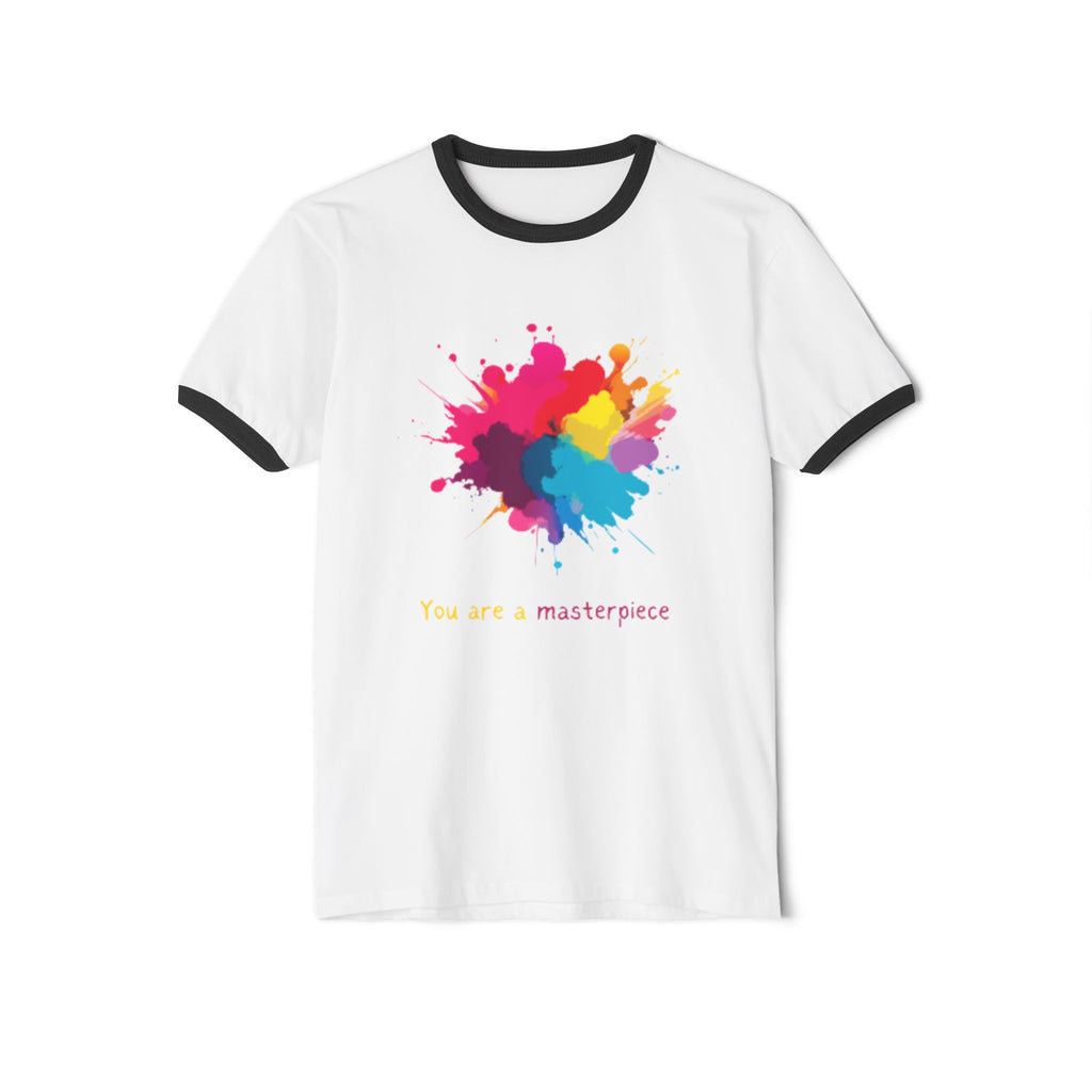 You Are A Masterpiece Unisex Cotton Ringer T-Shirt - Colorful Artistic Design