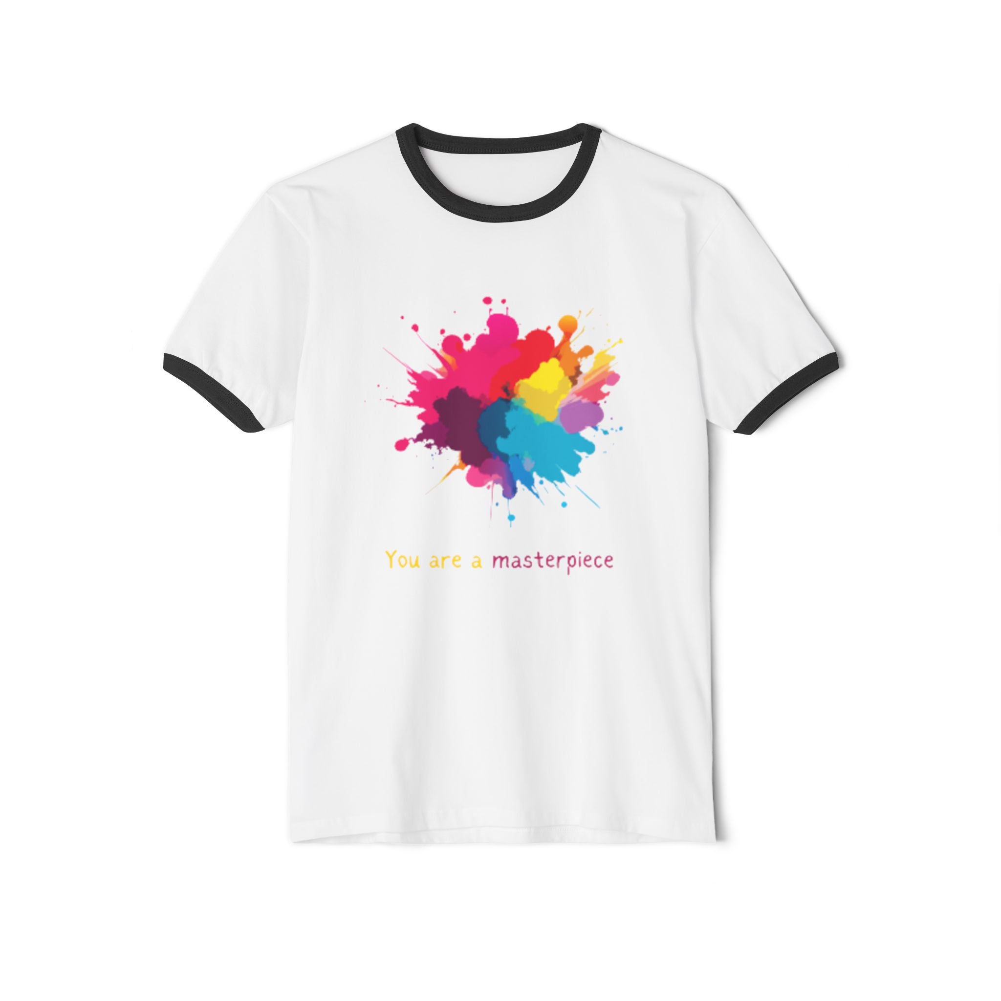 You Are A Masterpiece Unisex Cotton Ringer T-Shirt - Colorful Artistic Design