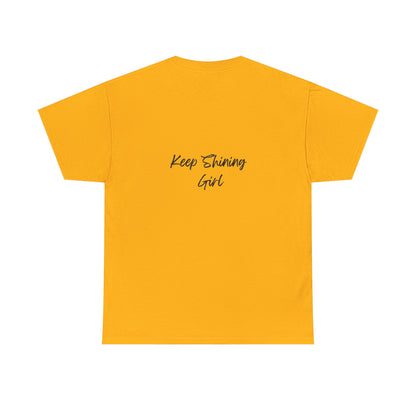 Keep Shining Girl T-Shirt | Pink Fashion Illustration, Inspirational Script