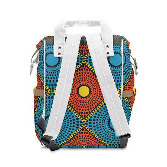 African Dot Pattern Diaper Backpack — Multifunctional Baby Bag for Moms & Dads