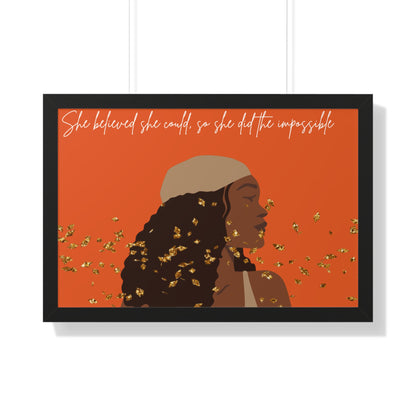 Empowering Inspirational Framed Poster - "She Believed She Could" - Perfect for Home Decor