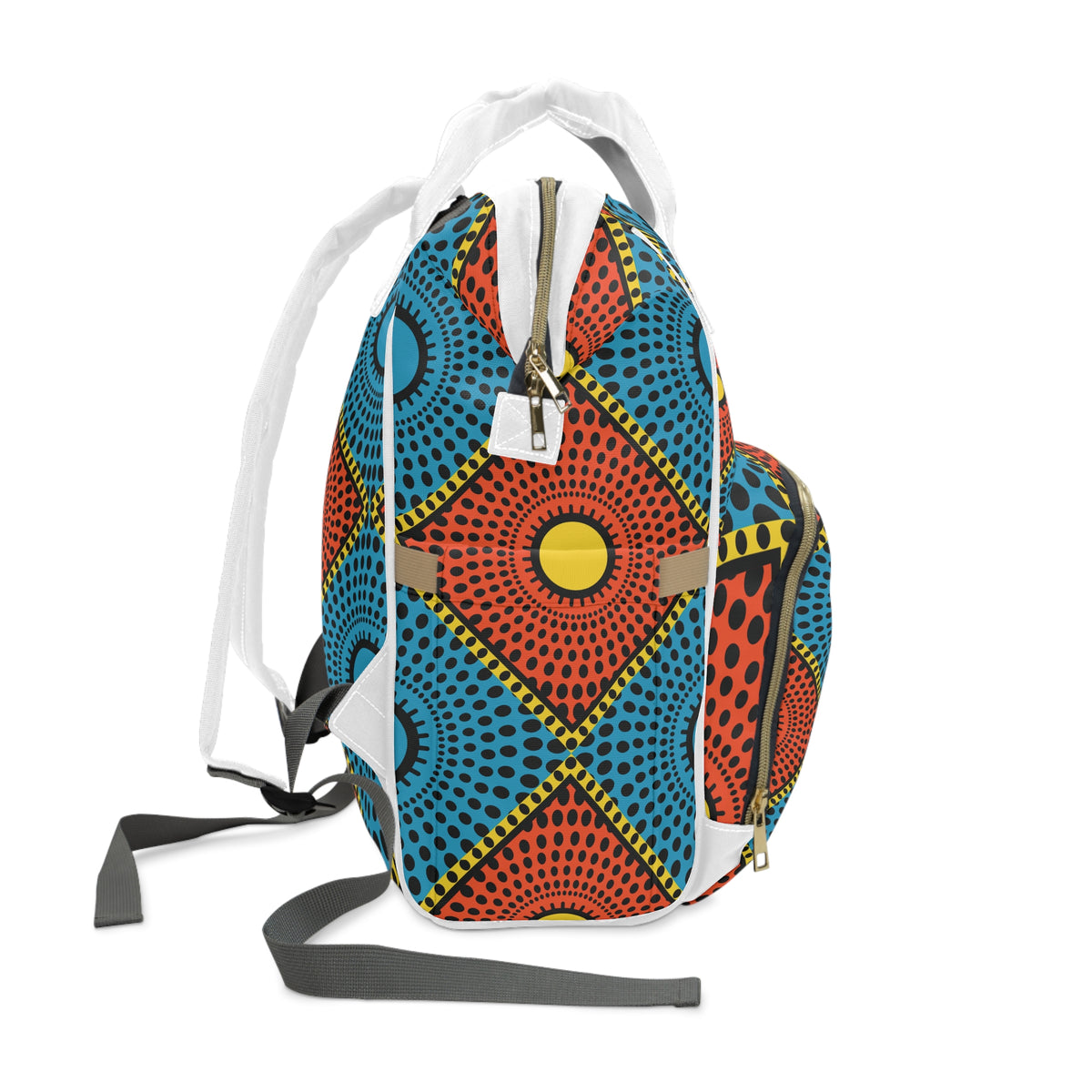 African Dot Pattern Diaper Backpack — Multifunctional Baby Bag for Moms & Dads