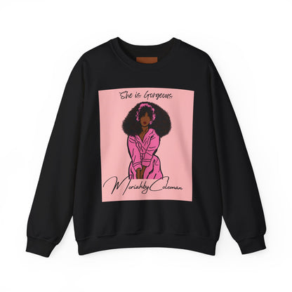 She Is Gorgeous illustration Sweatshirt | Afro Woman Pink Artwork