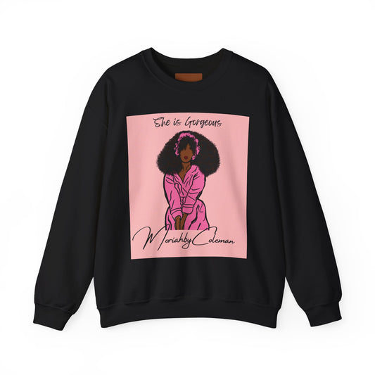 She Is Gorgeous illustration Sweatshirt | Afro Woman Pink Artwork