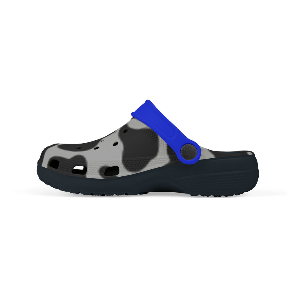 Stylish Kid's EVA Foam Clogs - Fun Cow Print with Blue Trim