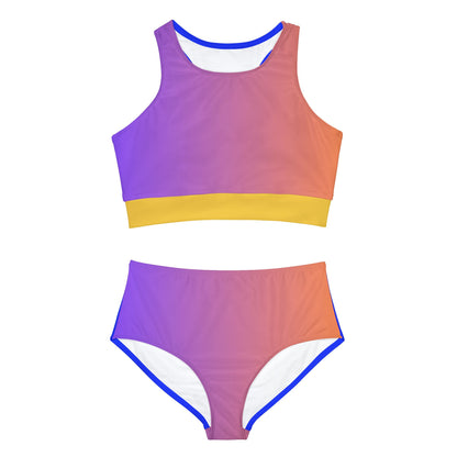 Sporty Colorful Bikini Set - Trendy Swimsuit for Active Beach Days