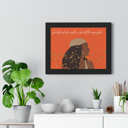 Empowering Inspirational Framed Poster - "She Believed She Could" - Perfect for Home Decor