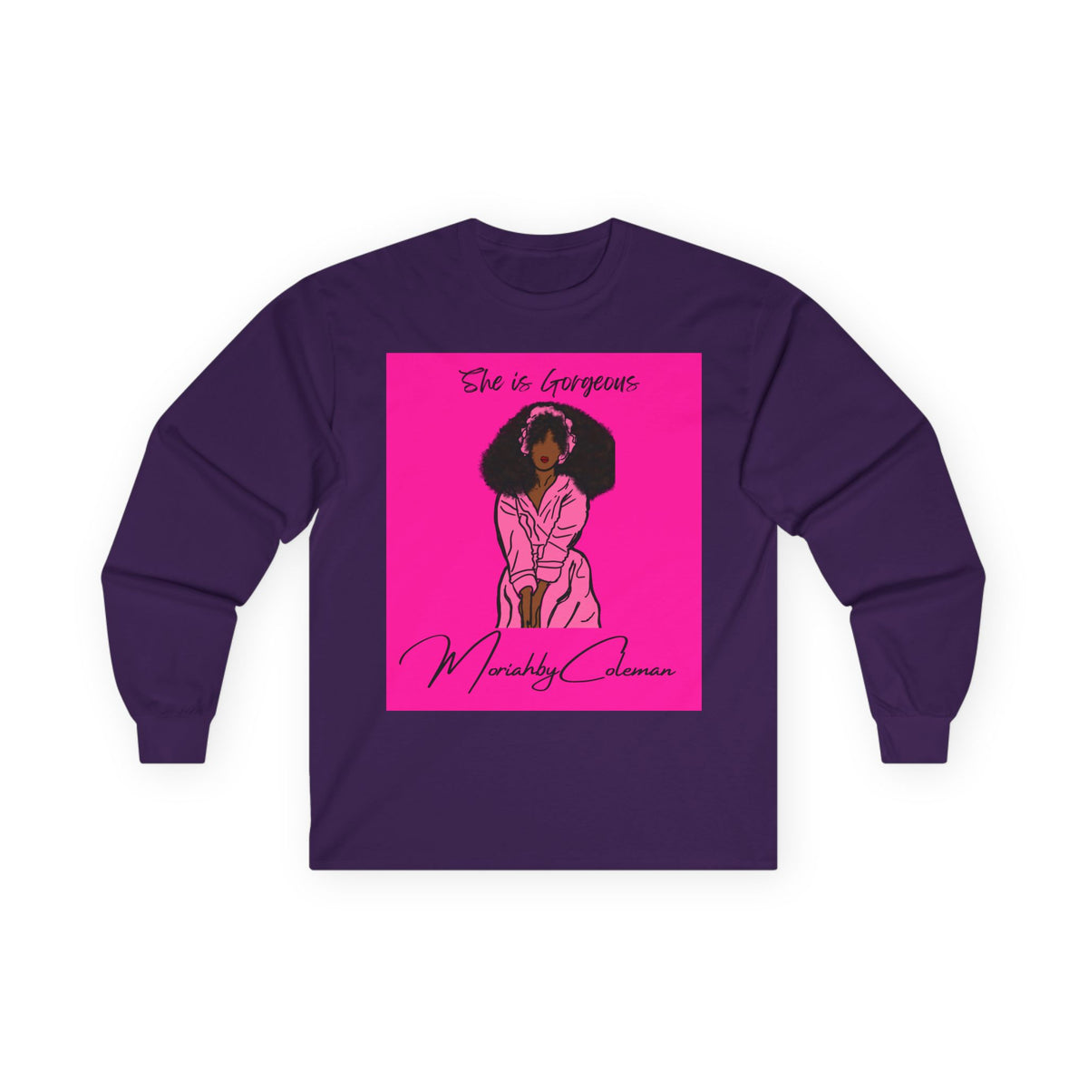 She is Gorgeous Illustration Long Sleeve Tee | Black Woman Empowerment