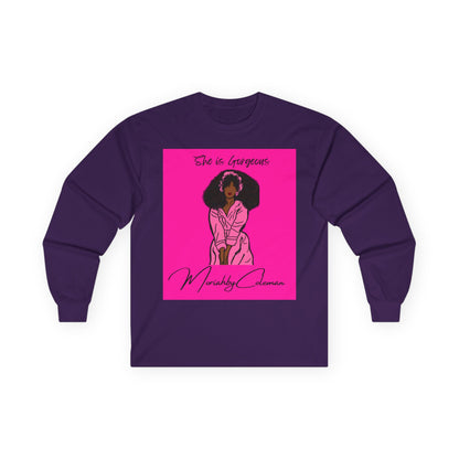 She is Gorgeous Illustration Long Sleeve Tee | Black Woman Empowerment